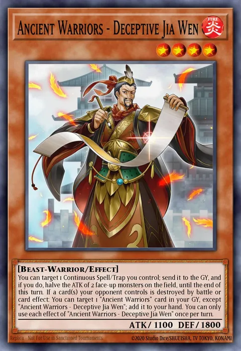 Ancient Warriors - Deceptive Jia Wen trading card