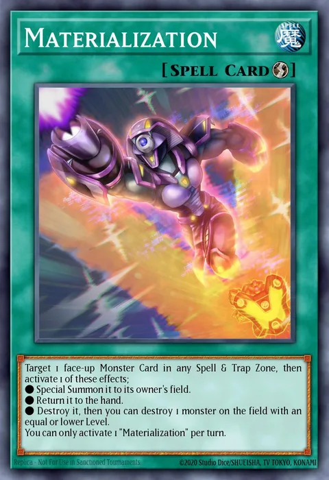 Materialization trading card