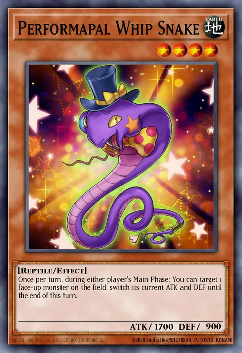 Performapal Whip Snake trading card