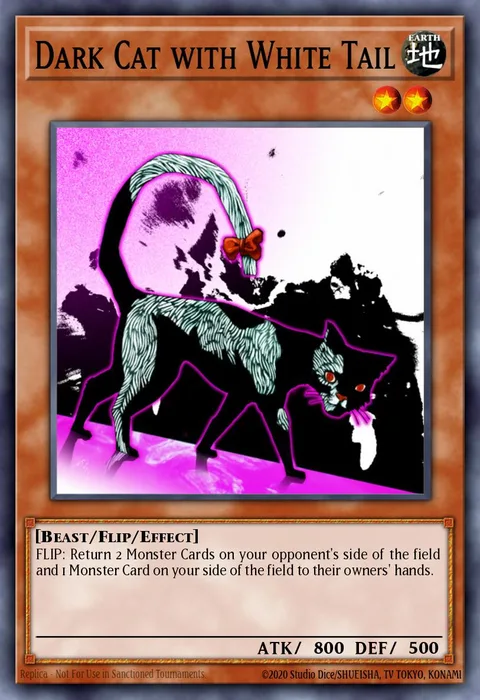 Dark Cat with White Tail trading card