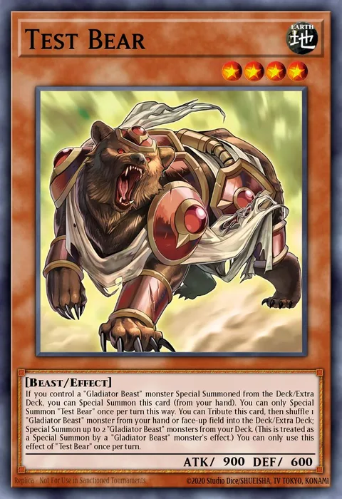 Test Bear trading card