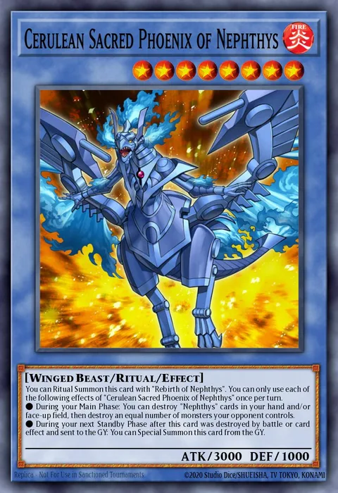 Cerulean Sacred Phoenix of Nephthys trading card