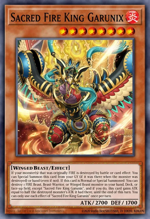 Sacred Fire King Garunix trading card