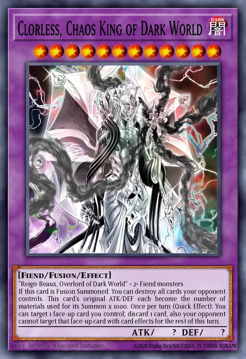 Clorless, Chaos King of Dark World trading card