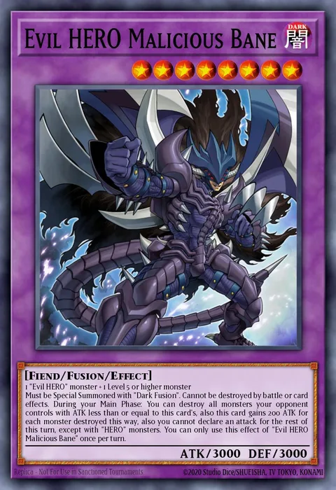 Evil HERO Malicious Bane trading card