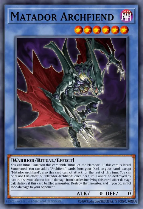 Matador Archfiend trading card