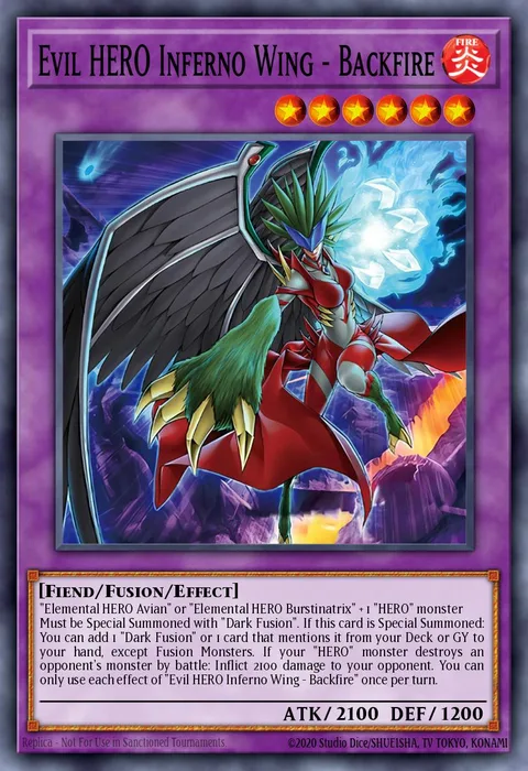 Evil HERO Inferno Wing - Backfire trading card