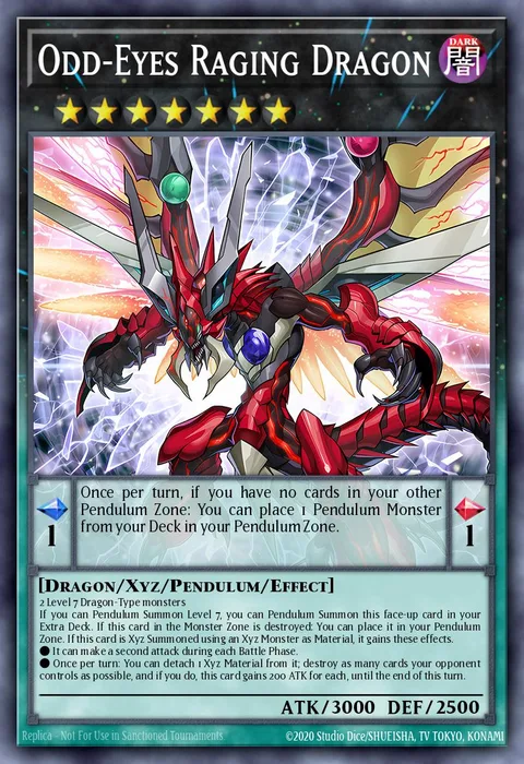 Odd-Eyes Raging Dragon trading card