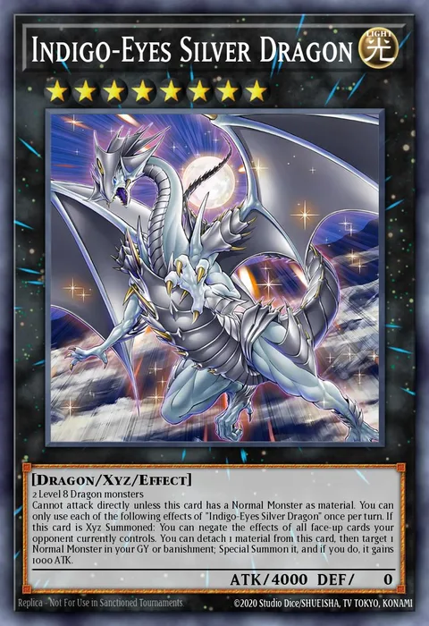 Indigo-Eyes Silver Dragon trading card