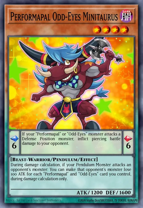 Performapal Odd-Eyes Minitaurus trading card