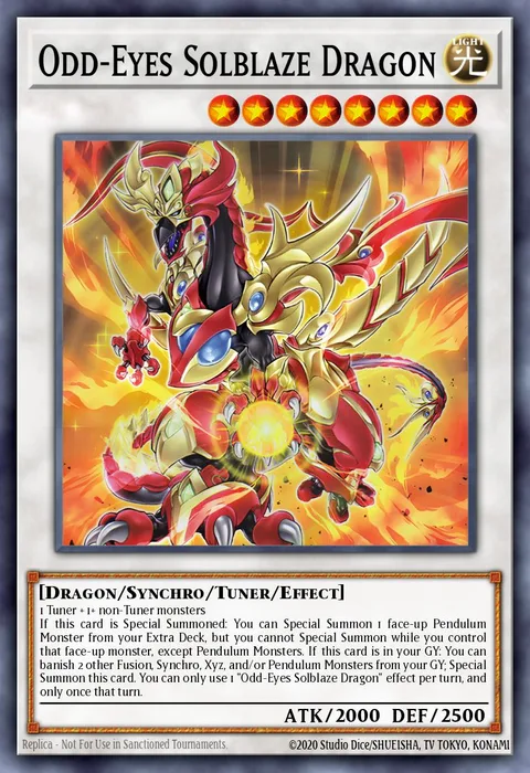 Odd-Eyes Solblaze Dragon trading card