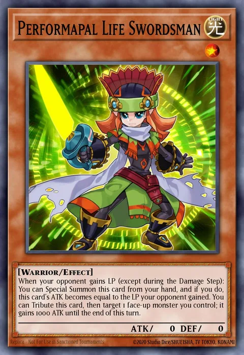 Performapal Life Swordsman trading card