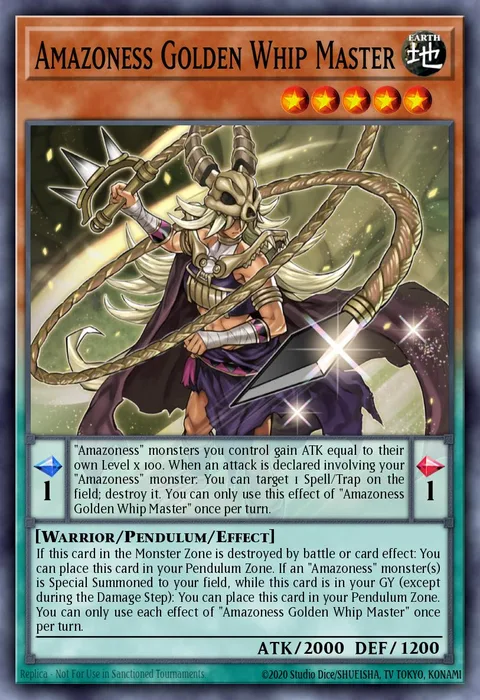 Amazoness Golden Whip Master trading card