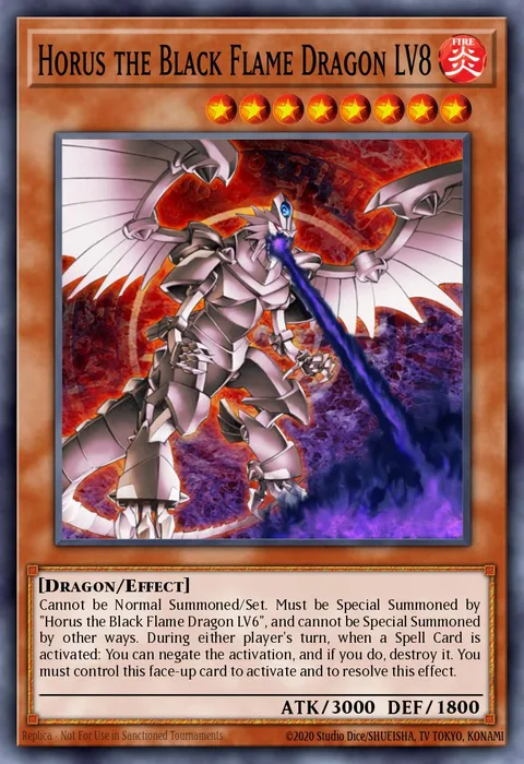 Horus the Black Flame Dragon LV8 trading card
