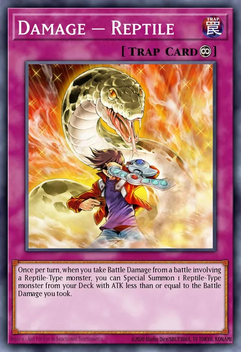 Damage = Reptile trading card