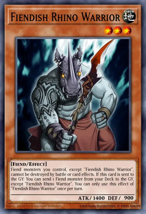 Fiendish Rhino Warrior trading card