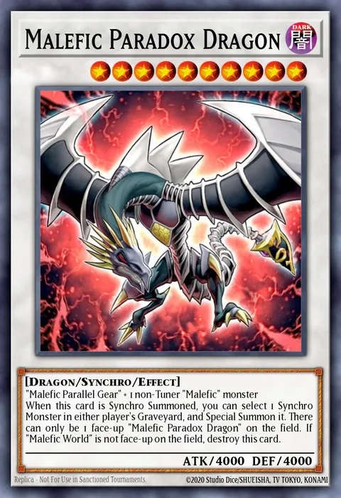 Malefic Paradox Dragon trading card