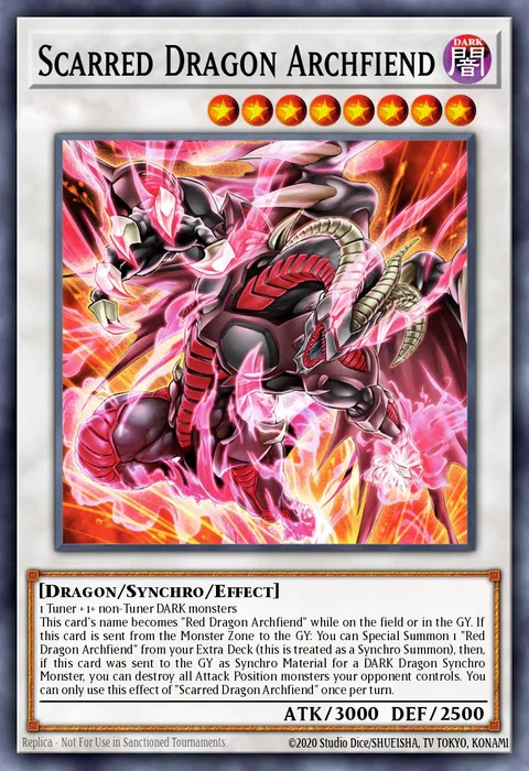 Scarred Dragon Archfiend trading card