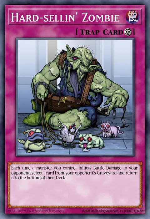 Hard-sellin' Zombie trading card