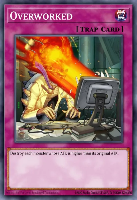 Overworked trading card