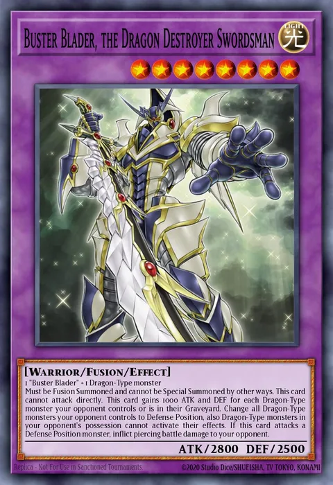 Buster Blader, the Dragon Destroyer Swordsman trading card
