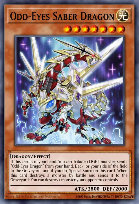 Odd-Eyes Saber Dragon trading card