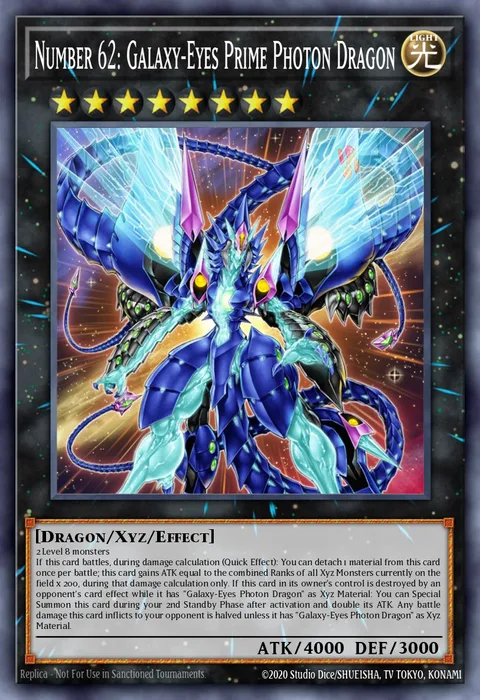 Number 62: Galaxy-Eyes Prime Photon Dragon trading card