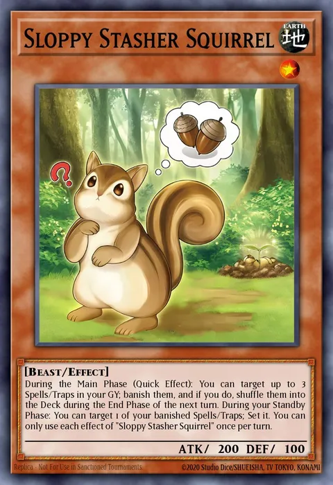 Sloppy Stasher Squirrel trading card