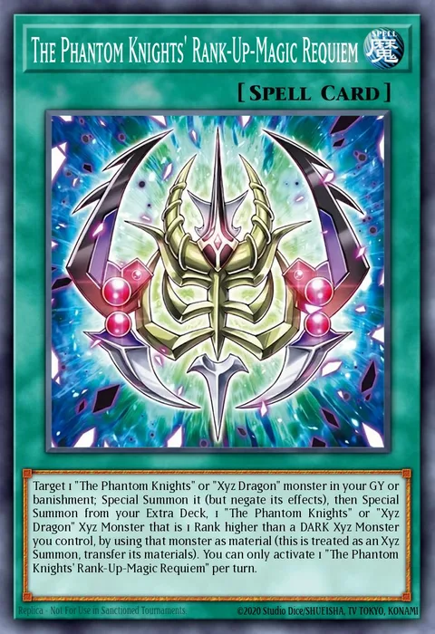 The Phantom Knights' Rank-Up-Magic Requiem trading card