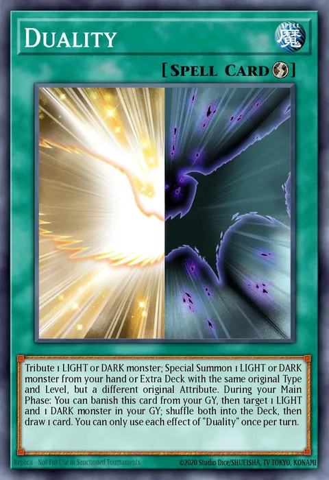 Duality trading card