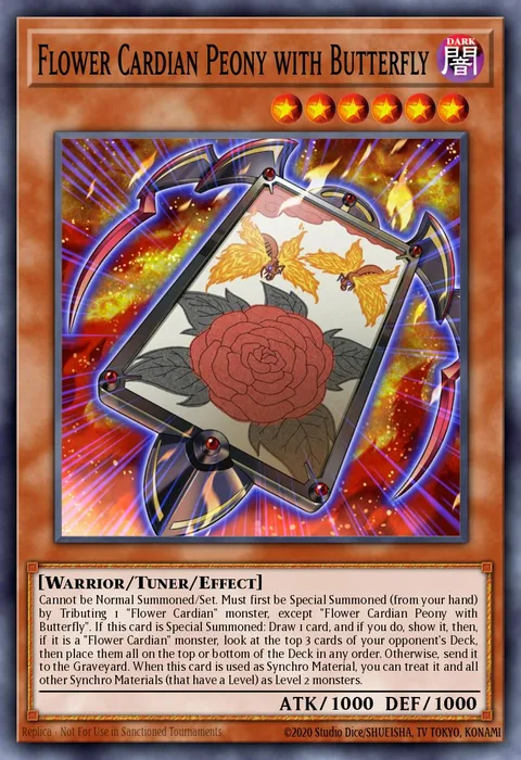 Flower Cardian Peony with Butterfly trading card