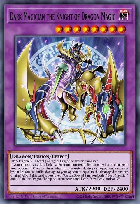Dark Magician the Knight of Dragon Magic trading card