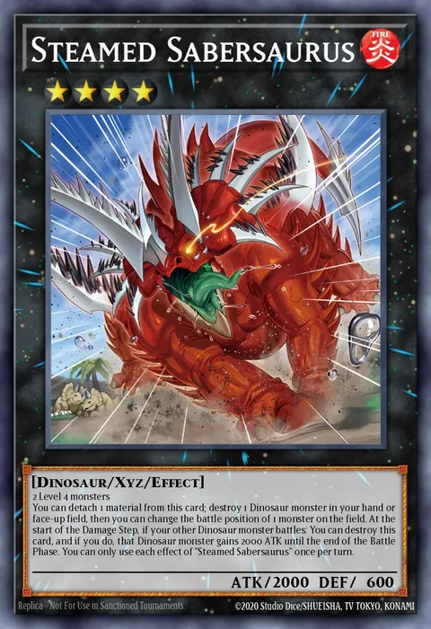 Steamed Sabersaurus trading card