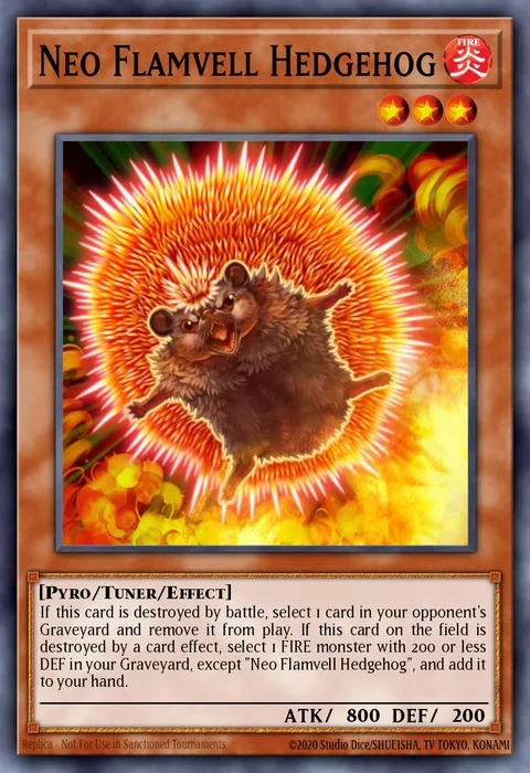 Neo Flamvell Hedgehog trading card