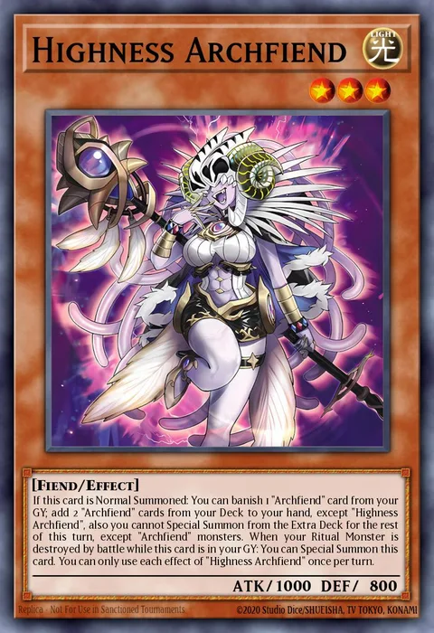 Highness Archfiend trading card