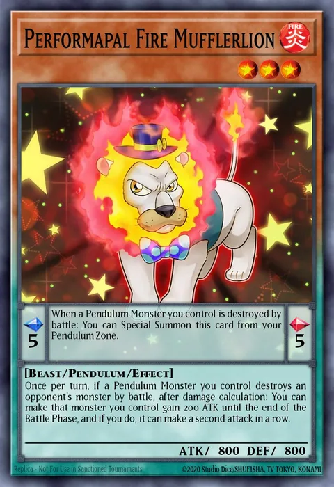 Performapal Fire Mufflerlion trading card