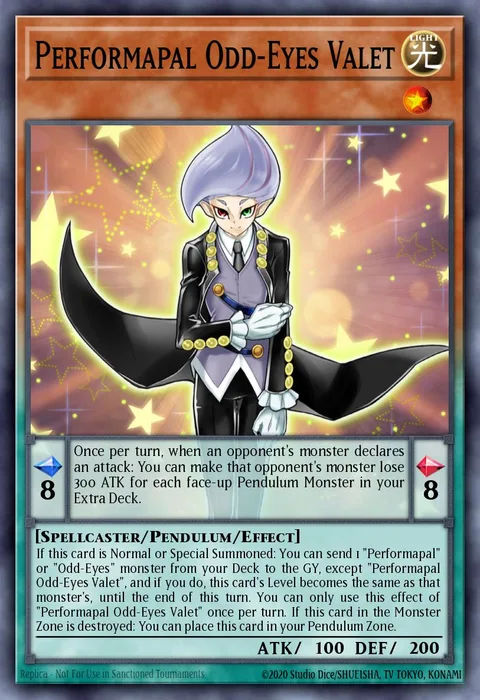 Performapal Odd-Eyes Valet trading card