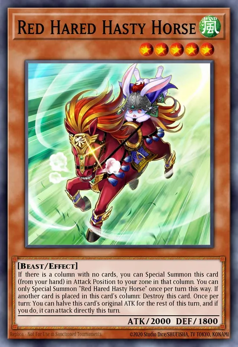 Red Hared Hasty Horse trading card