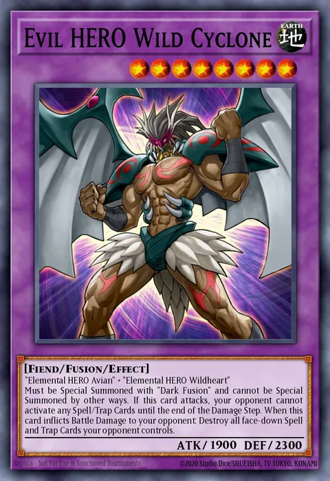 Evil HERO Wild Cyclone trading card