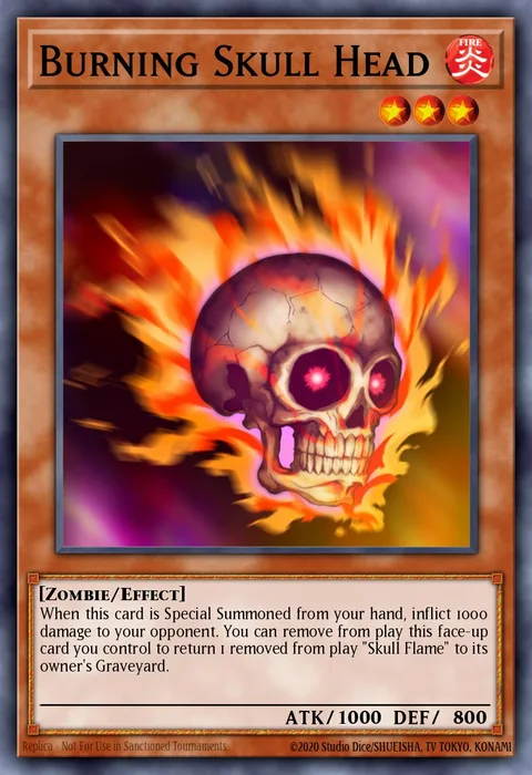 Burning Skull Head trading card