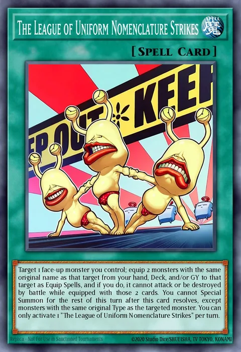 The League of Uniform Nomenclature Strikes trading card