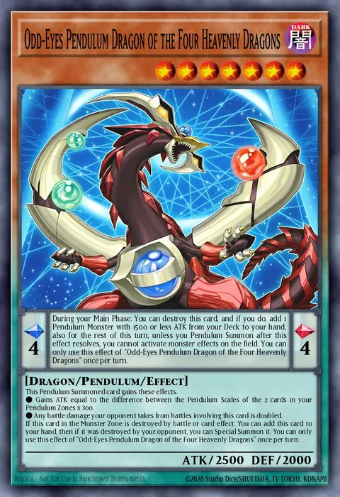 Odd-Eyes Pendulum Dragon of the Four Heavenly Dragons trading card