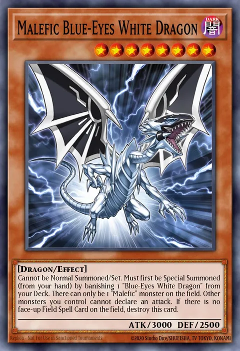 Malefic Blue-Eyes White Dragon trading card