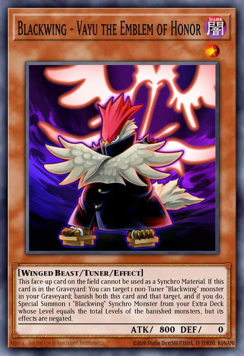 Blackwing - Vayu the Emblem of Honor trading card