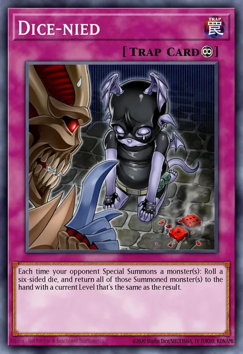 Dice-nied trading card