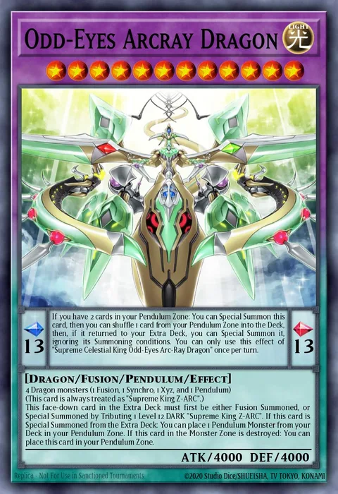 Odd-Eyes Arcray Dragon trading card