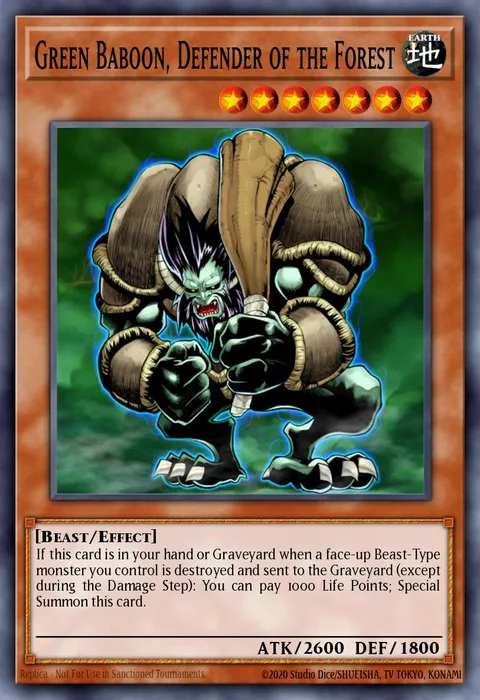 Green Baboon, Defender of the Forest trading card