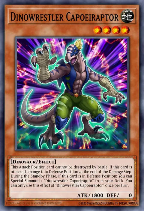 Dinowrestler Capoeiraptor trading card
