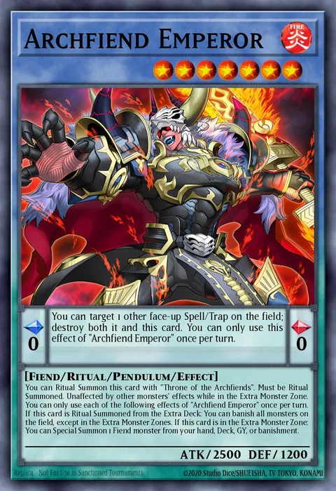 Archfiend Emperor trading card