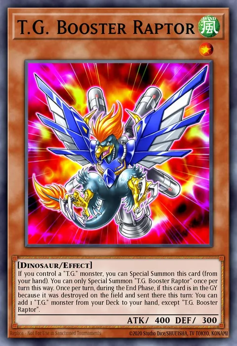 T.G. Booster Raptor trading card